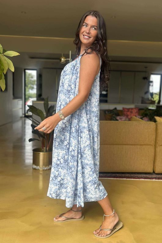 Made in Italy Camellia Midi Sundress Sky